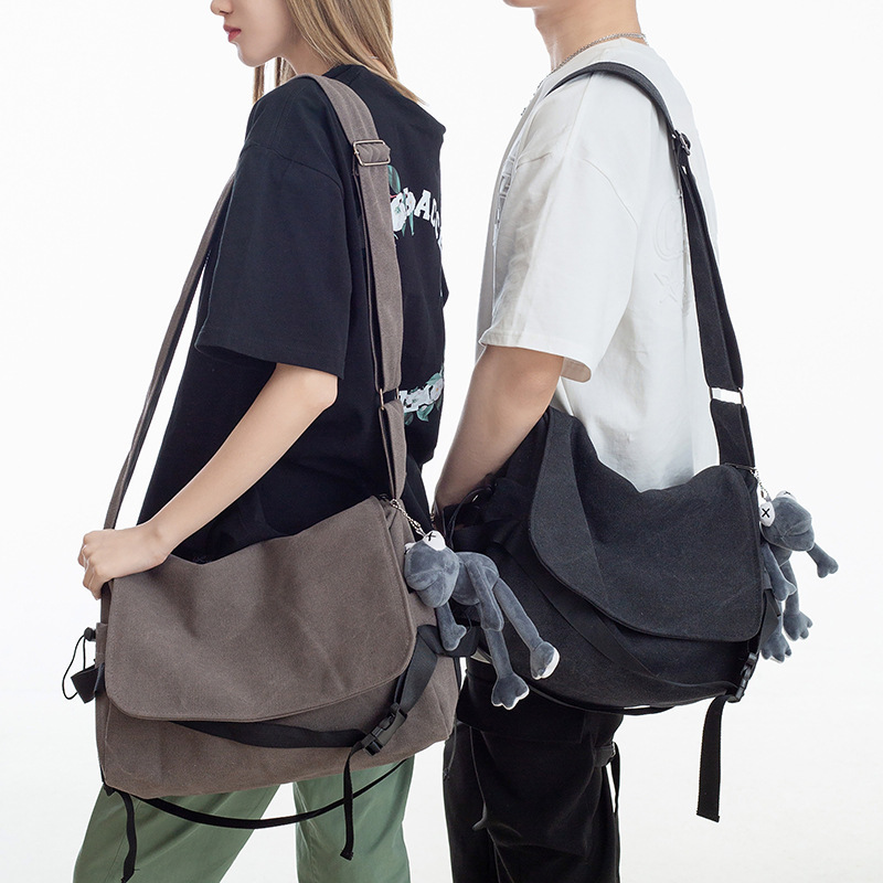 Canvas Backpack Casual - Однотонная парусиновая сумка через плечо с